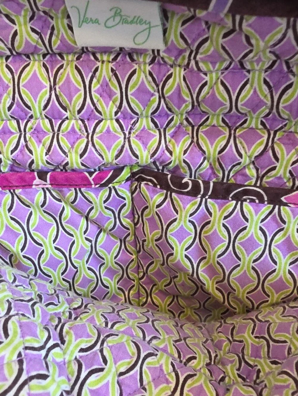 Vera Bradley Quilted Floral Backpack - Brown, Pink & Green